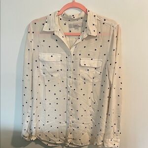 LOFT Ivory Star-Print Button Front Shirt